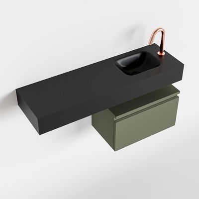 Toiletmeubel Mondiaz Andor | 100 cm | Meubelkleur Army | Lex vrijhangend wastafel Urban Rechts | 1 kraangat