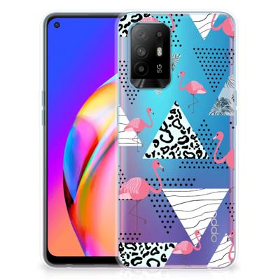 OPPO A94 5G | Reno5 Z | TPU Hoesje | Flamingo Triangle