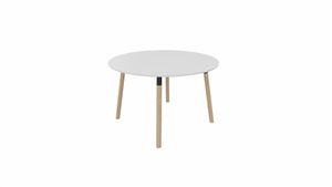 Tafel 9311 rond - 80 cm. - Zwart - Wit - Beuken naturel