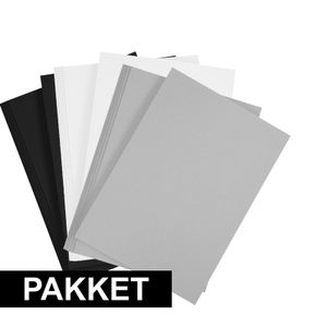 6x A4 hobby karton zwart/wit/grijs   -