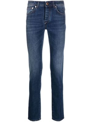 Barba jean slim à patch logo - Bleu