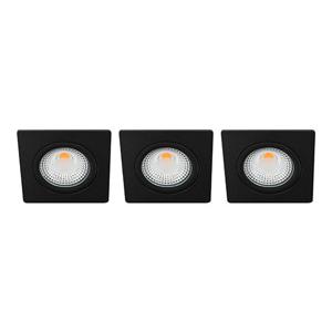 Set 3x Bella LED spot kantelbaar 5Watt vierkant ZWART IP65 dimbaar