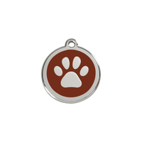 Paw Print Brown roestvrijstalen hondenpenning small/klein dia. 2 cm - RedDingo - thumbnail