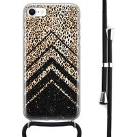 iPhone SE 2020 hoesje met koord - Chevron luipaard