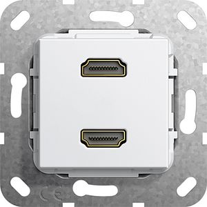 Gira Standaard 55 aansluiting voor 2x HDMI zuiverwit glanzend