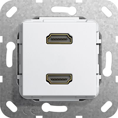 Gira Standaard 55 aansluiting voor 2x HDMI zuiverwit glanzend