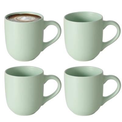 Koffiemokken Paris - 4x stuks - Keramiek - mintgroen - 300 ml - 8 x 10 cm