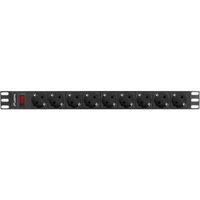 Lanberg PDU-09F-0300-BK energiedistributie 9 AC-uitgang(en) 1U Zwart, Grijs
