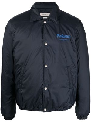 Alexander McQueen veste bomber à logo imprimé - Bleu