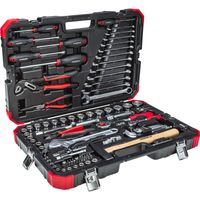 Rood gereedschap en dopsleutelset 1/4" + 1/2", 100-delig Gereedschapsset