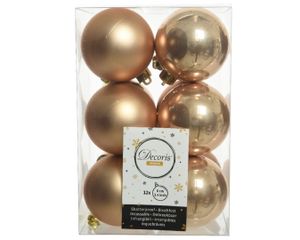 Kerstbal kunststof d6 cm toffee 12st kerst - Decoris