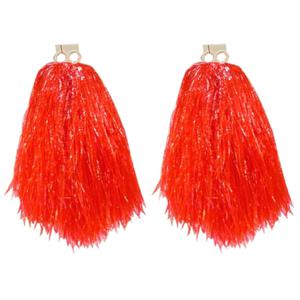 Cheerball/pompom - 6x - rood - met ringgreep - 33 cm - cheerleader verkleed accessoires