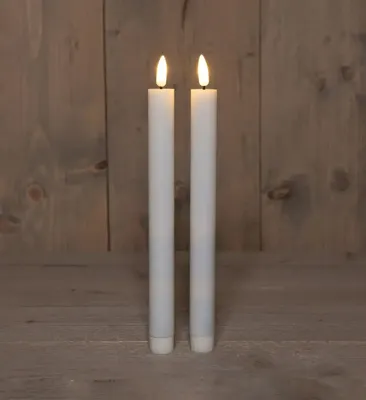 Anna&apos;s Collection LED dinerkaars 3d flame 25 cm wit 2 stuks