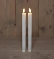 Anna&apos;s Collection LED dinerkaars 3d flame 25 cm wit 2 stuks