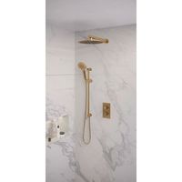 Regendoucheset Inbouw Brauer Gold Edition Thermostatisch 30 cm met 3-Weg Omstelling, Wandarm, Glijstang en 3-Standen Handdouche Geborsteld Goud Brauer