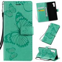 Gedrukt afdrukken Butterfly patroon horizontale Flip PU lederen draagtas met houder & kaartsleuven & portemonnee & Lanyard voor Galaxy Note 10 (groen)