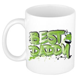 Cadeau koffie/thee mok voor papa - groen - graffiti letters - de beste - 300 ml - Vaderdag