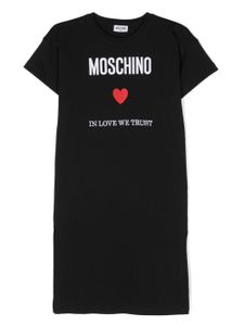 Moschino Kids robe en coton à logo brodé - Noir