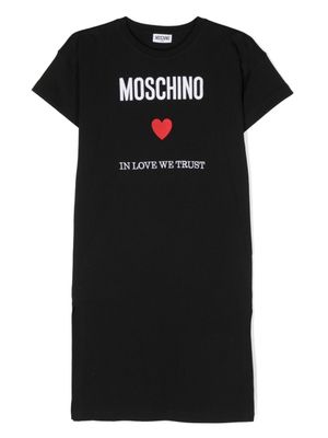 Moschino Kids robe en coton à logo brodé - Noir
