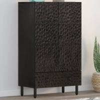 Hoge kast 60x33x100 cm massief mangohout zwart
