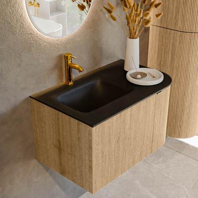 Badmeubel Mondiaz Kurve | 75 cm | Meubelkleur Oak | Wastafelkleur Urban | Links spoelbak | 1 kraangat