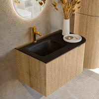 Badmeubel Mondiaz Kurve | 75 cm | Meubelkleur Oak | Wastafelkleur Urban | Links spoelbak | 1 kraangat