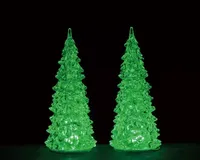 Lemax crystal lighted tree, 3 color changeable, medium, set of 2, b/o (4.5v) - thumbnail