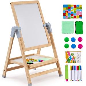 VEVOR 2-in-1 kinderezel kinderbord krijtbord whiteboard accessoires hout