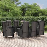 9-delige Tuinset poly rattan zwart