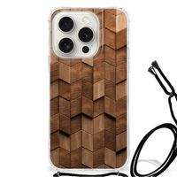 Stevig Telefoonhoesje voor iPhone 15 Pro Wooden Cubes - thumbnail