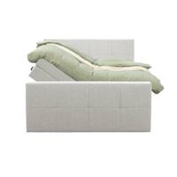 Leen Bakker - Boxspring Met Opbergruimte En Voetbord Liv Geblokt - Ecru - 180x200cm - Stof - Crème