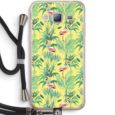 Flamingo party: Samsung Galaxy J3 (2016) Transparant Hoesje met koord