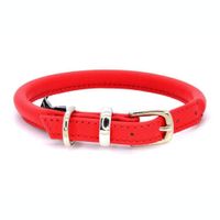 Dogs & Horses Dogs & Horses Round Leather Collar Red - thumbnail