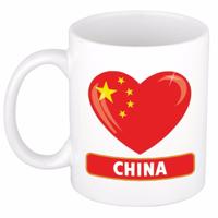 Hartjes vlag China koffiemok - drink beker - white - 300 ml - supporters