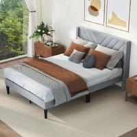 Bedframe voor 200 x 140 cm Matras Geïmpregneerd Tweepersoonsbedframe Platformbed met Hoofdeinde Grijs