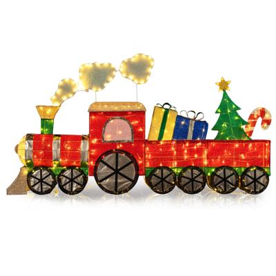 Verlichte Treinset met Realistische Rook Kersttrein met Kerstboom & LED-lampen