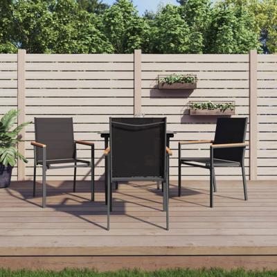 5-delige Tuinset textileen en staal zwart