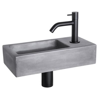 Differnz Ravo fonteinset beton donkergrijs - kraan gebogen - 38.5 x 18.5 x 9 cm - mat zwart