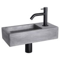 Differnz Ravo fonteinset beton donkergrijs - kraan gebogen - 38.5 x 18.5 x 9 cm - mat zwart