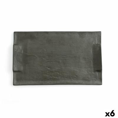 Snackdienblad Quid Mineral Gres Zwart Keramisch 30 x 18 cm (6 Stuks)
