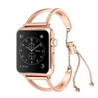Letter V vorm armband metalen polshorloge band met roestvrijstalen gesp voor Apple Watch serie 3 & 2 & 1 42mm (Rose goud)