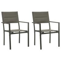 Tuinstoelen 2 st textileen en staal grijs en antracietkleurig