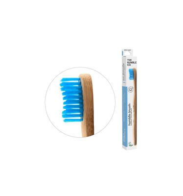 Tandenborstel bamboe adult blauw brush soft