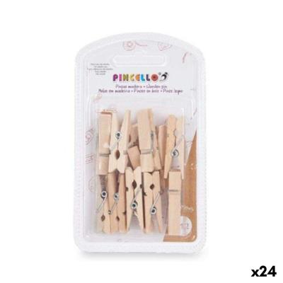 Klemmen Pincello Bruin Hout Medium (24 Stuks)