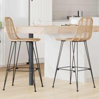 Barkruk 2 pcs Naturel 44,5 x 53 x 111 cm Riet en IJzer