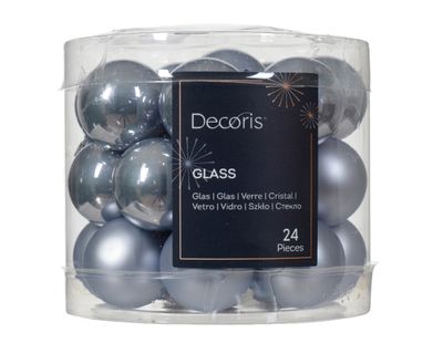 Kerstbal glas d2.5 cm mblw ass 24st kerst - Decoris