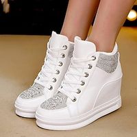 Dames Sneakers Laarzen Blingbling schoenen Grote maten Schoenen voor Extra Lengte Dagelijks Effen Kleur Booties enkellaarzen Winter Sprankelend glitter Plateau Sleehak Ronde Teen Sportief Casual Lightinthebox