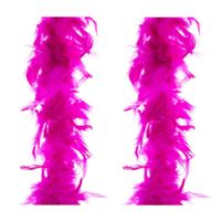 2x stuks carnaval verkleed veren Boa kleur fuchsia roze 2 meter - thumbnail