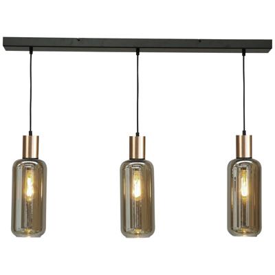 Masterlight Zwarte hanglamp met goudBounty 3-lichts cilindrisch glas - 2471-05-02-100-3-5