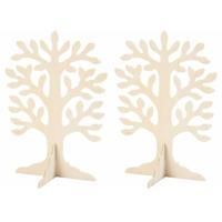 Houten decoratie boompje - Set van 3x stuks - 30 x 21,5 cm - knutselen - geldboom/wensboom - triplex